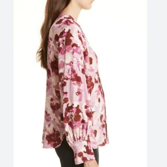 NORDSTROM Signature size Large floral pinks mauve long sleeved button-down NWT - Picture 10 of 10